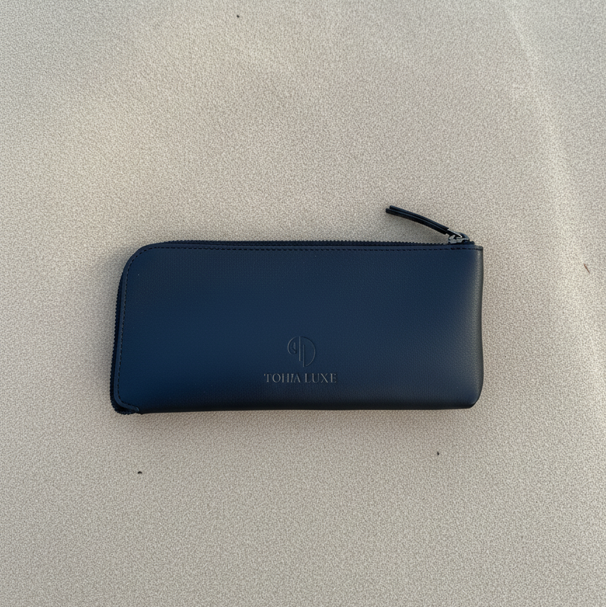 Handcrafted Genuine Leather Zipper Pouch – Black