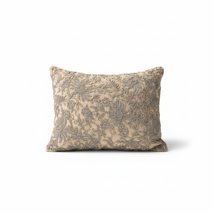 Mysaara Hand-Embroidered Silk Velvet Cushion – 30 x 40 cm
