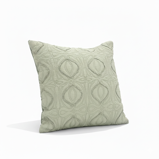 Sage Green Quilted Cotton Cushion – 45 x 45 cm
