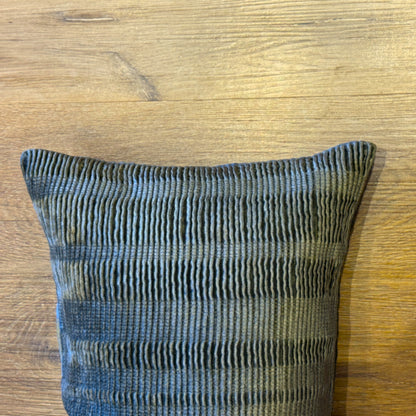 Charcoal Hand-Pleated Silk Velvet Cushion Cover (35 x 55 cm)