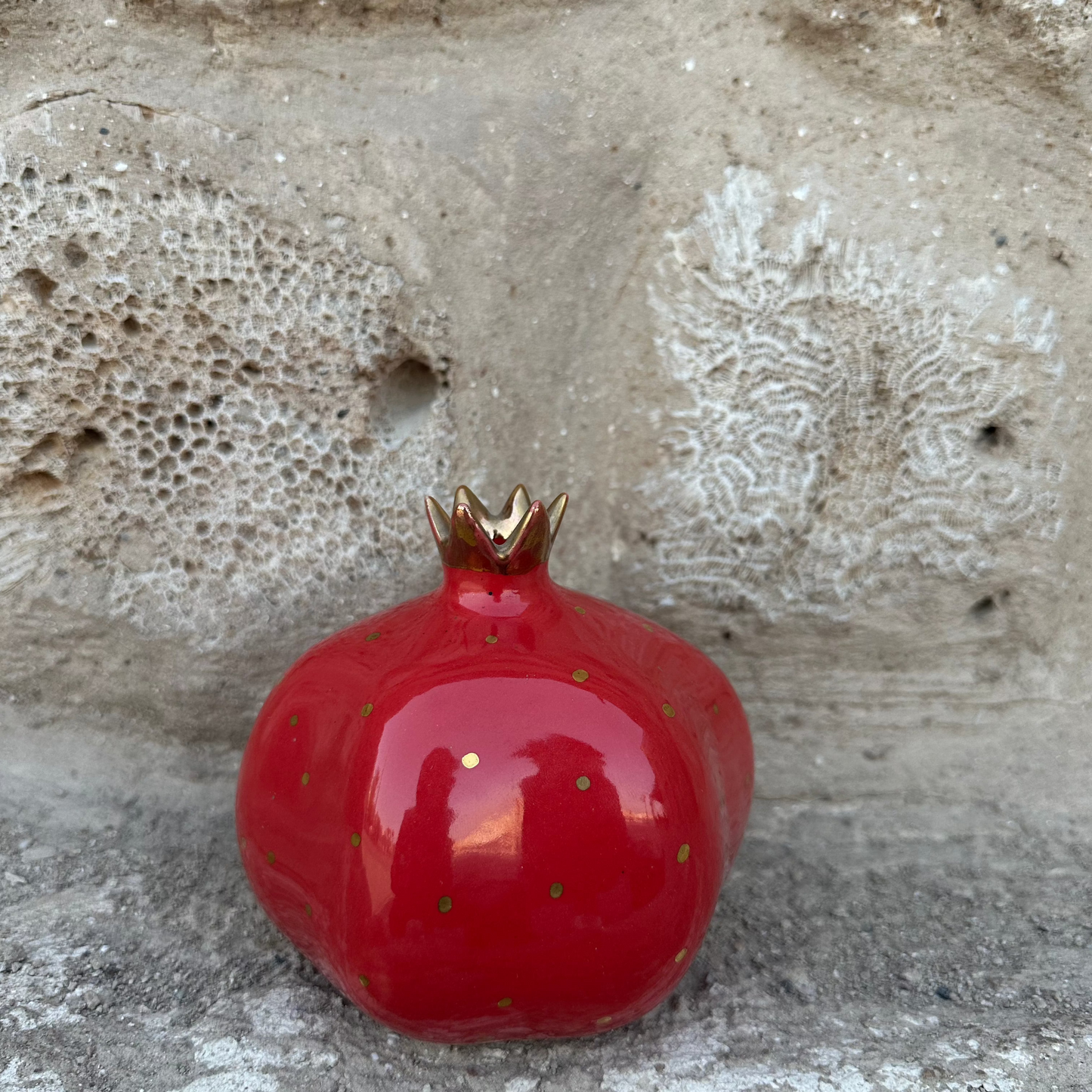 Pomegranate Ceramic Vase – Deep Red