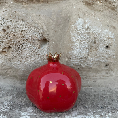 Pomegranate Ceramic Vase – Deep Red