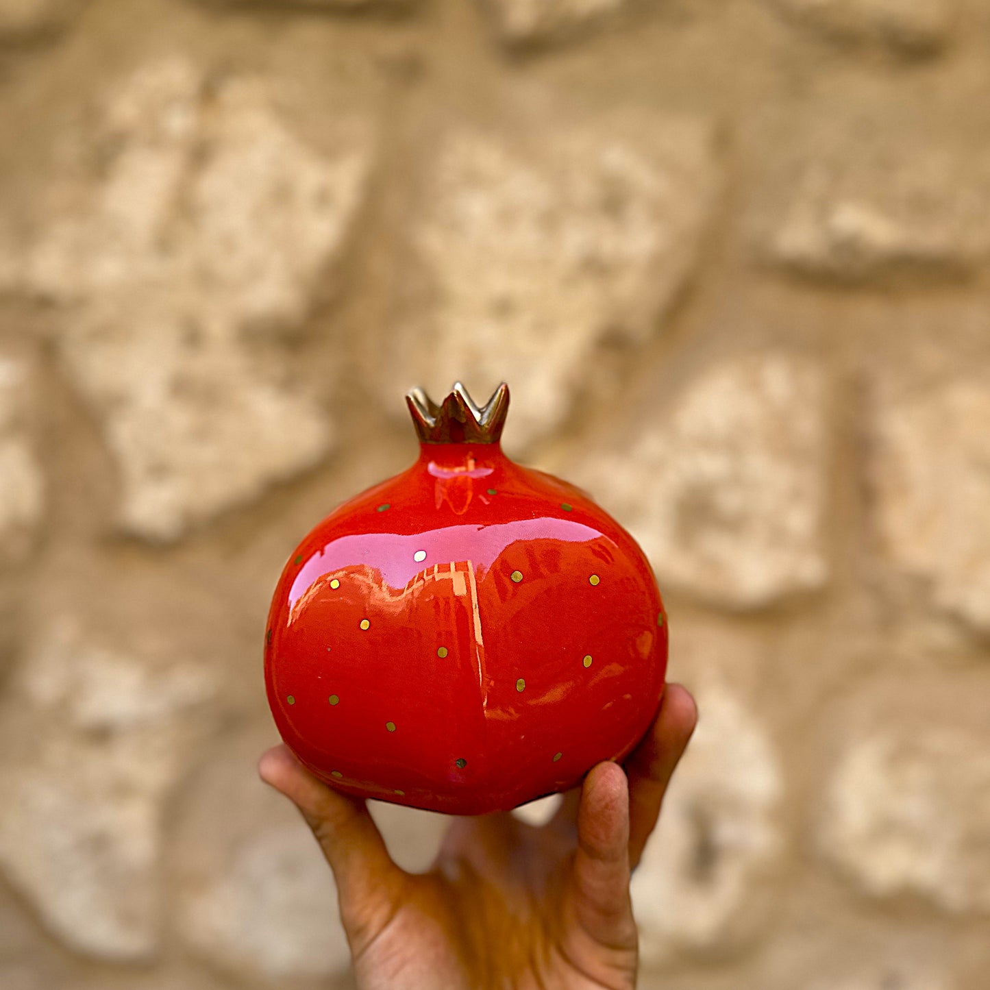 Pomegranate Ceramic Vase – Deep Red