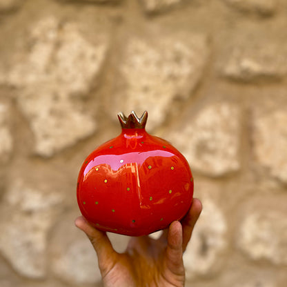 Pomegranate Ceramic Vase – Deep Red