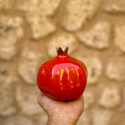 Pomegranate Ceramic Vase – Deep Red
