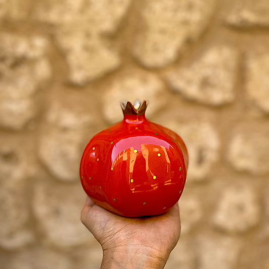 Pomegranate Ceramic Vase – Deep Red