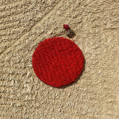 Lina Beaded Bag – Radiant Red Circular Clutch