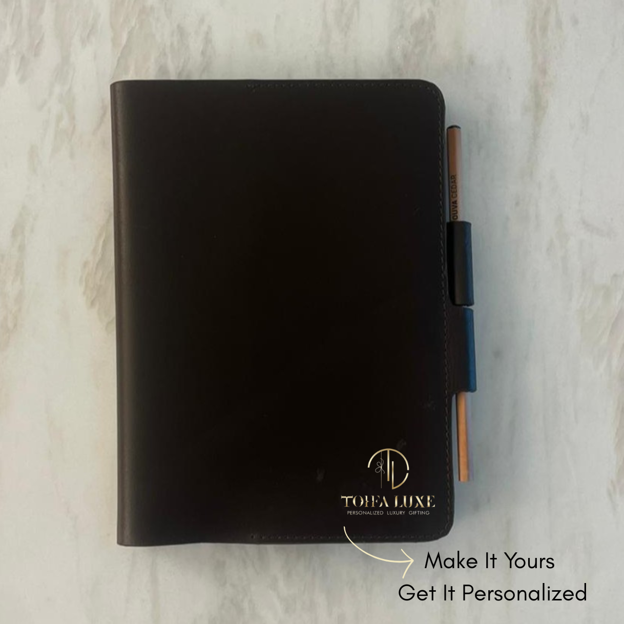 Personalized Engraving Premium Leather Diary - Black