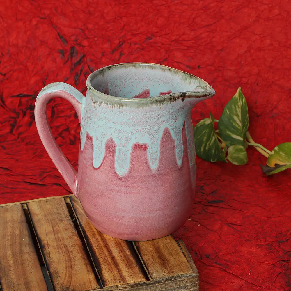 Seashell Ceramic Jug & 2 Glasses Set