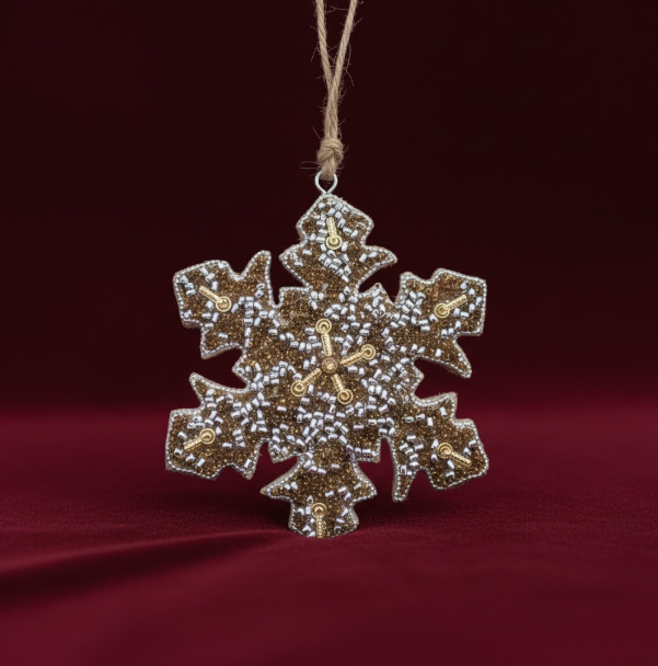 Golden Snow Star Christmas Decoration