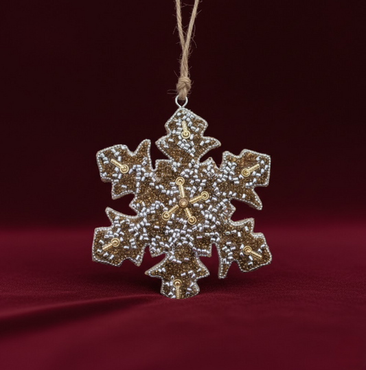 Golden Snow Star Christmas Decoration