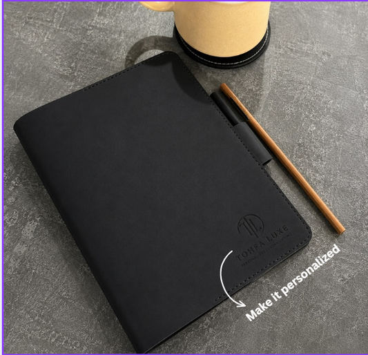 Personalized Engraving Premium Leather Diary - Black