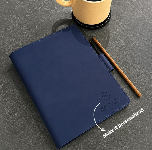 Personalized Premium Leather Diary – Navy Blue