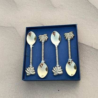 Palm Brass Dessert Spoon Set of 4