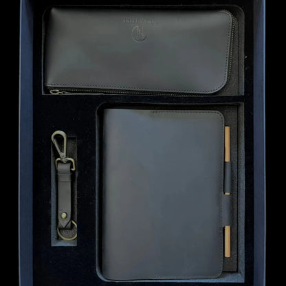 Premium Leather Desk Gift Set of 3 - Black