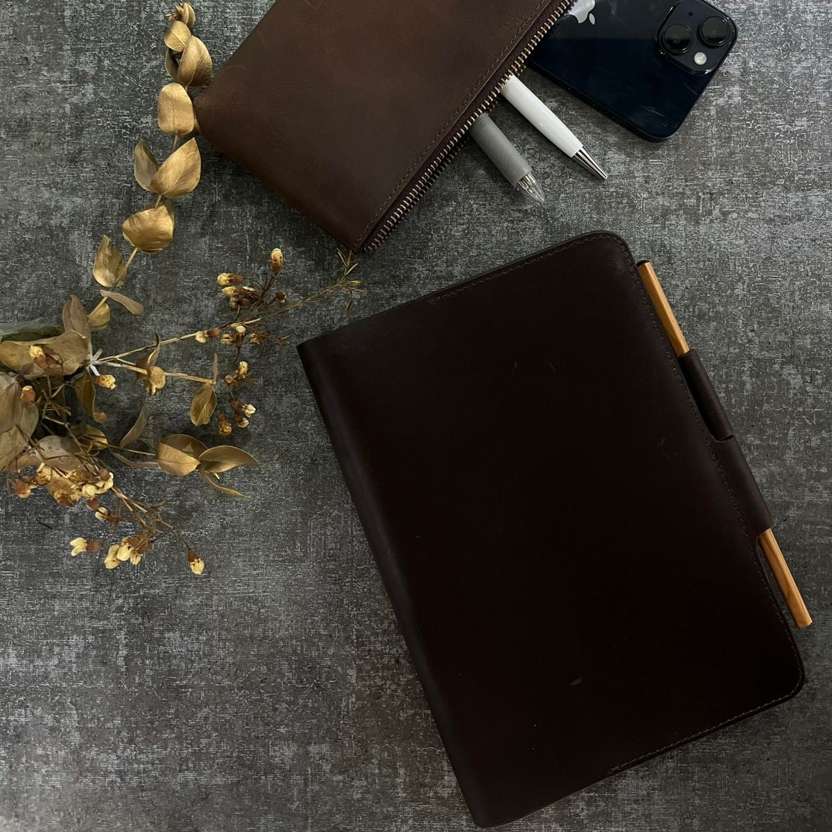 Personalized Engraving Premium Leather Diary - Black