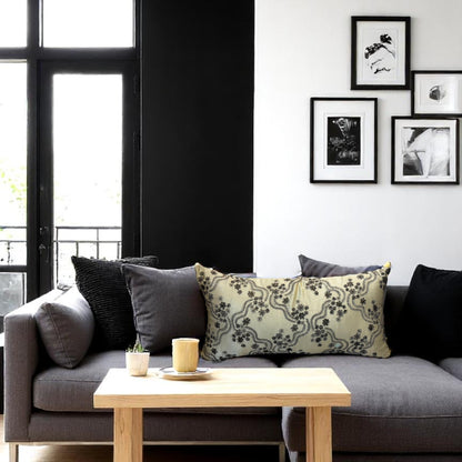 Beige & Gold Handwoven Silk Cushion – 30 x 60 cm