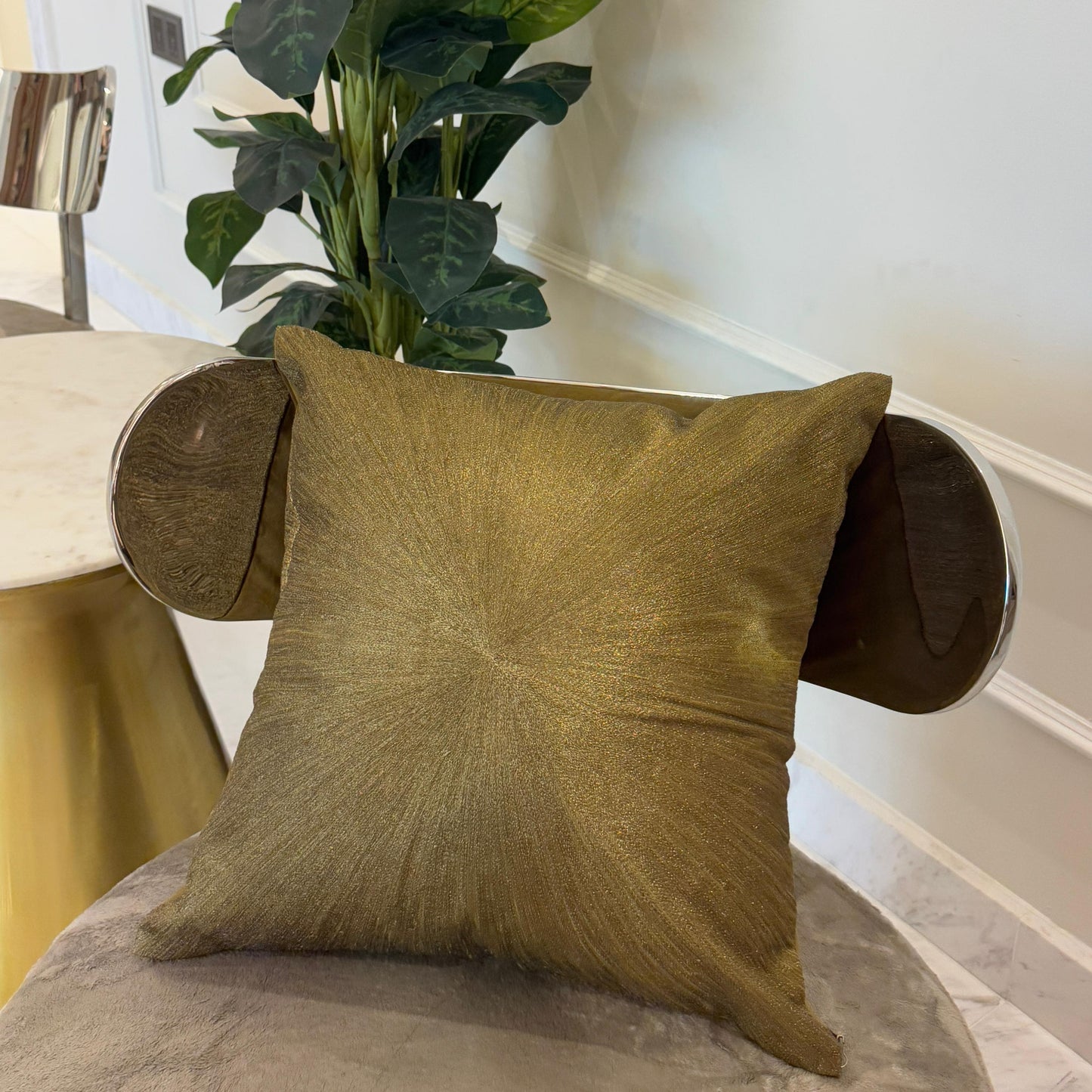 Zari Illusion Hand-Embroidered Cushion | 45 x 45 cm