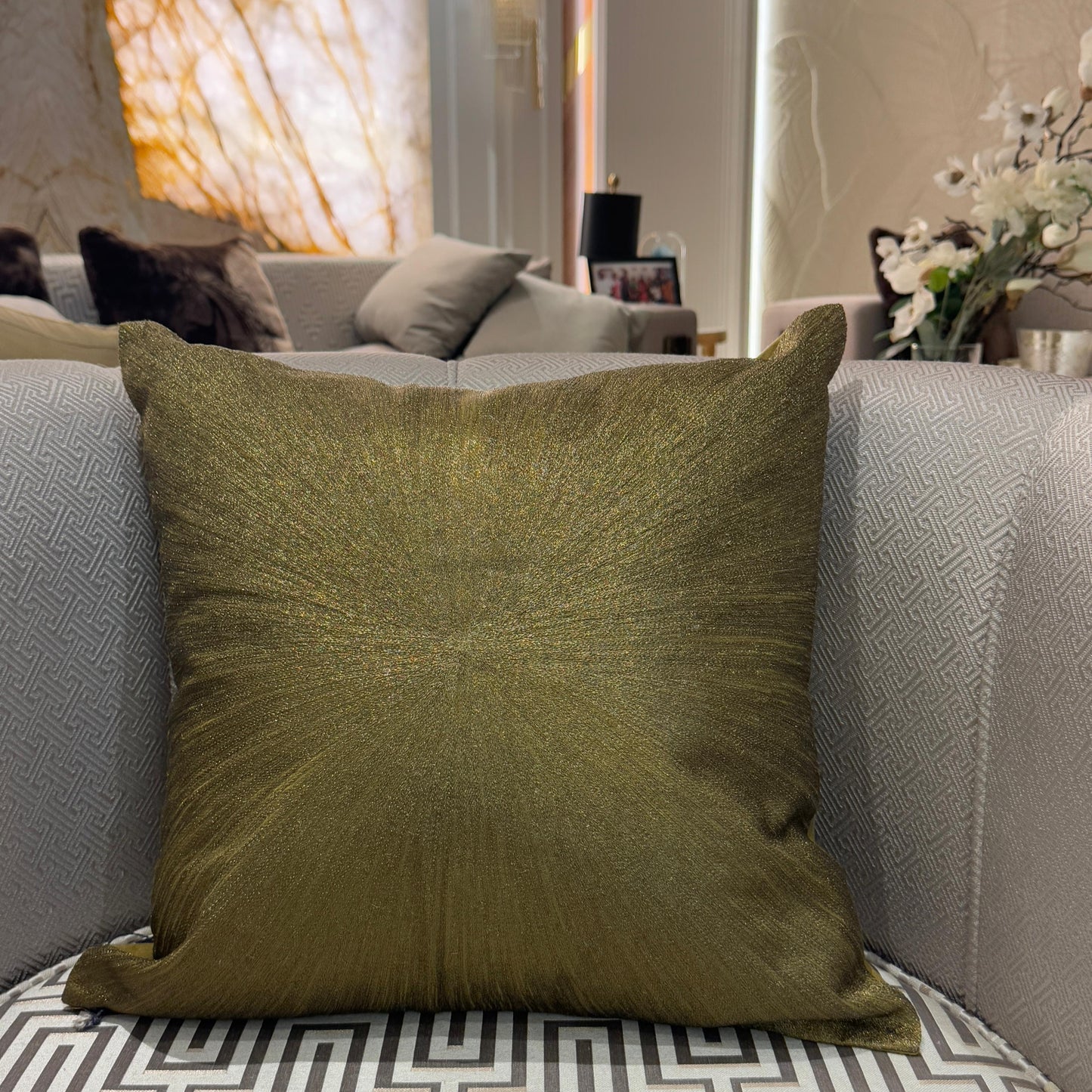 Zari Illusion Hand-Embroidered Cushion | 45 x 45 cm
