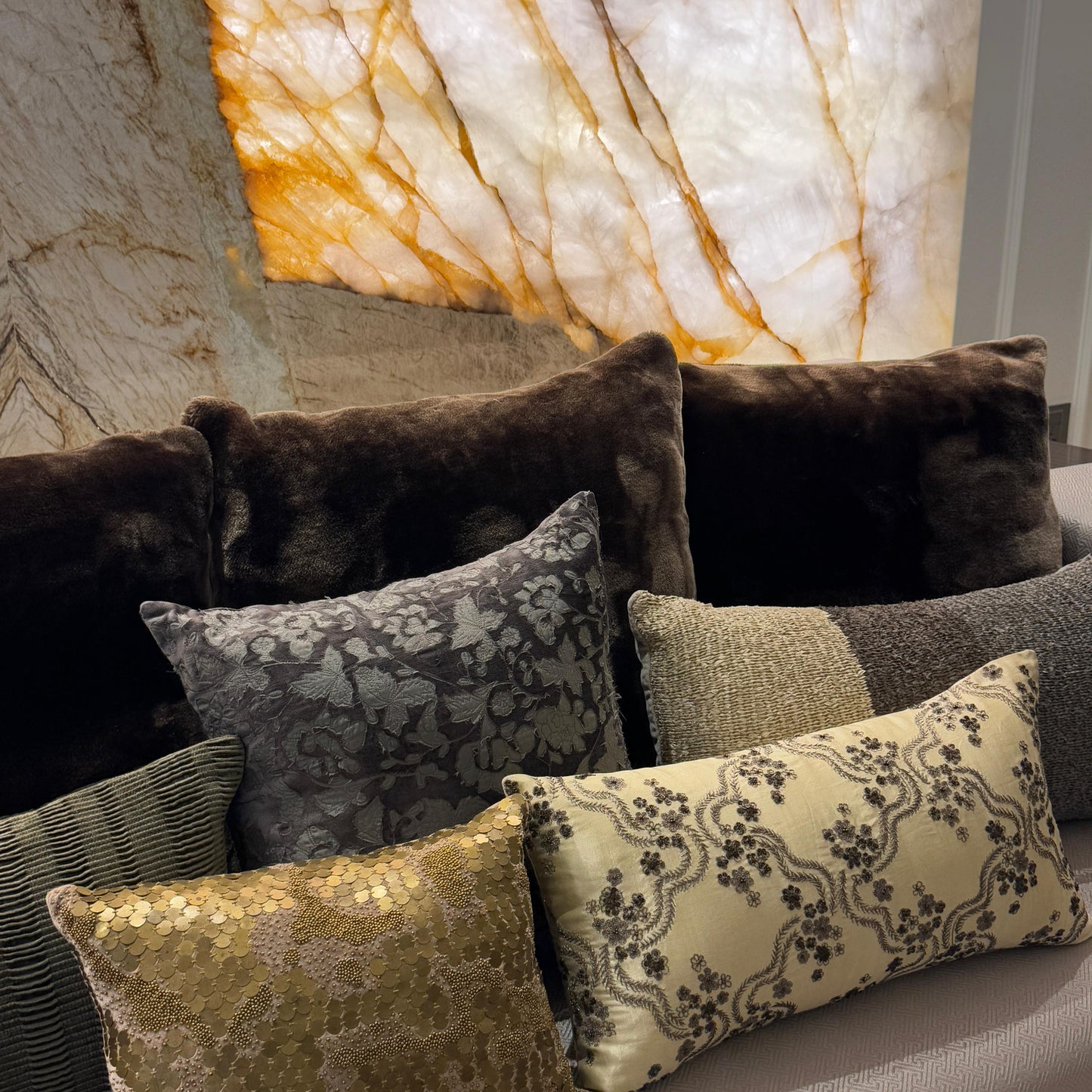 Beige & Gold Handwoven Silk Cushion – 30 x 60 cm