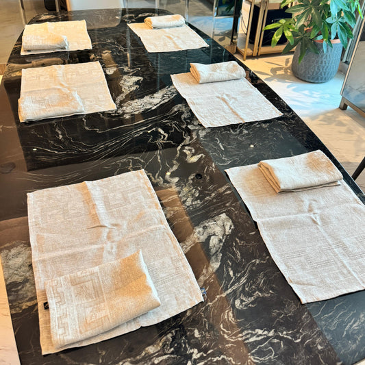 Jacquard Woven Table Linen Set – 6 Placemats & 6 Napkins