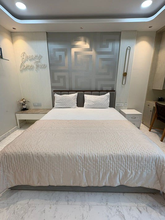 Blush Pink Hand-Quilted Silk Bed Throw