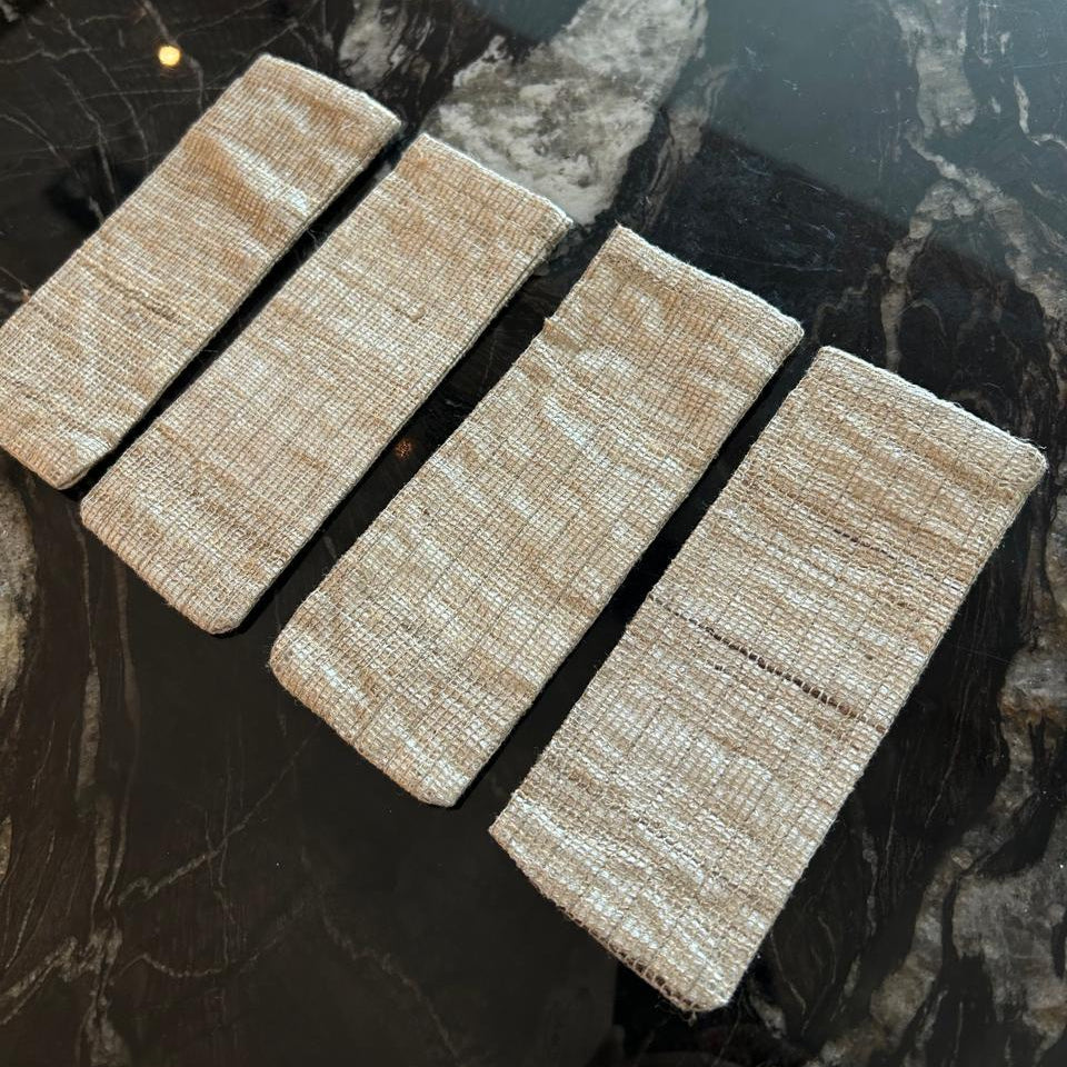 Silk Jute Silver Cutlery Holder – Set of 4