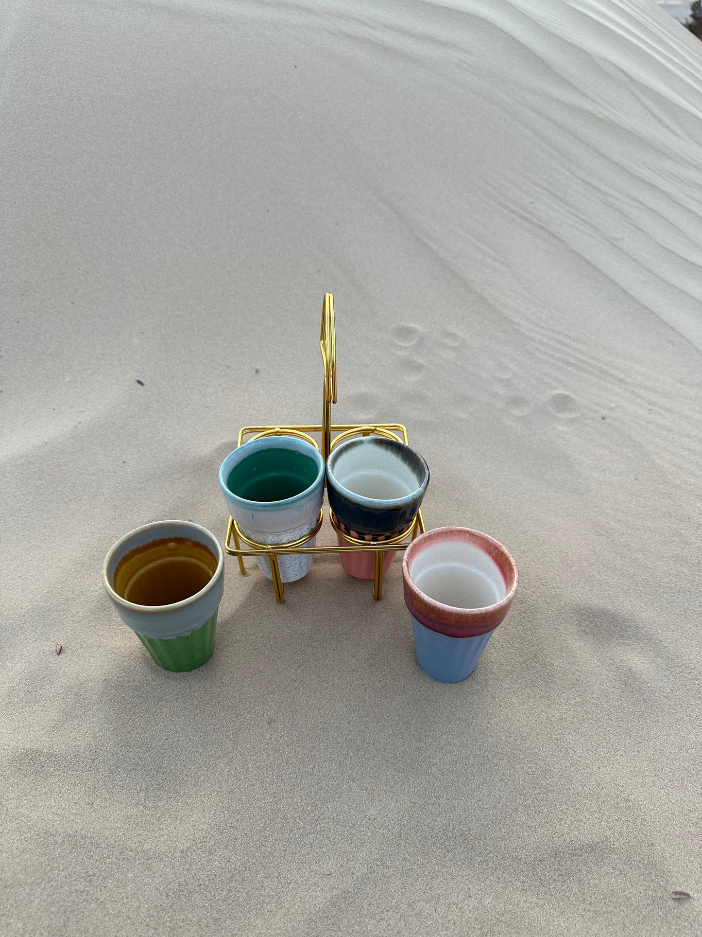 Artisan Chai Glasses - Set of 4 with Metal Stand