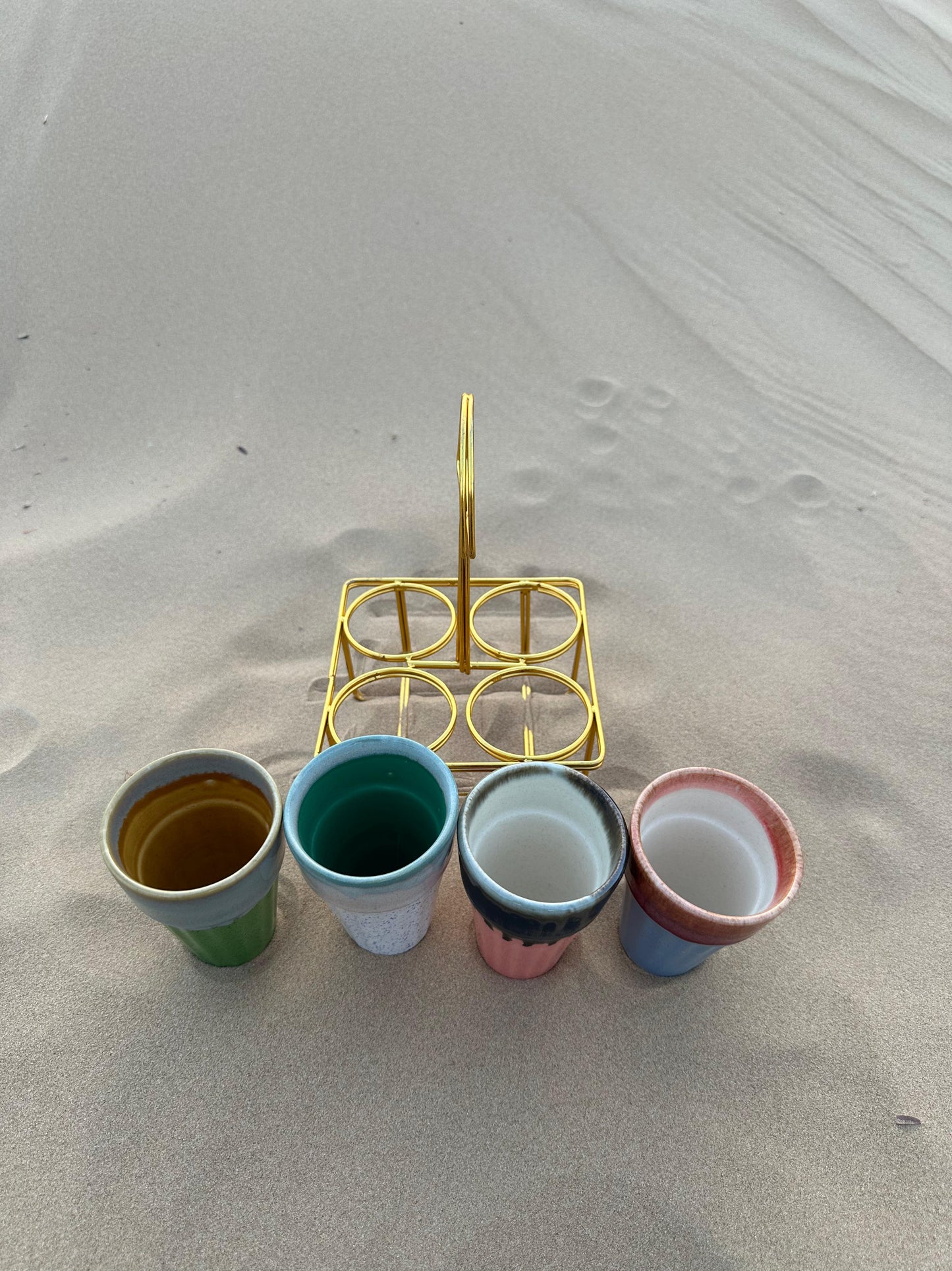 Artisan Chai Glasses - Set of 4 with Metal Stand