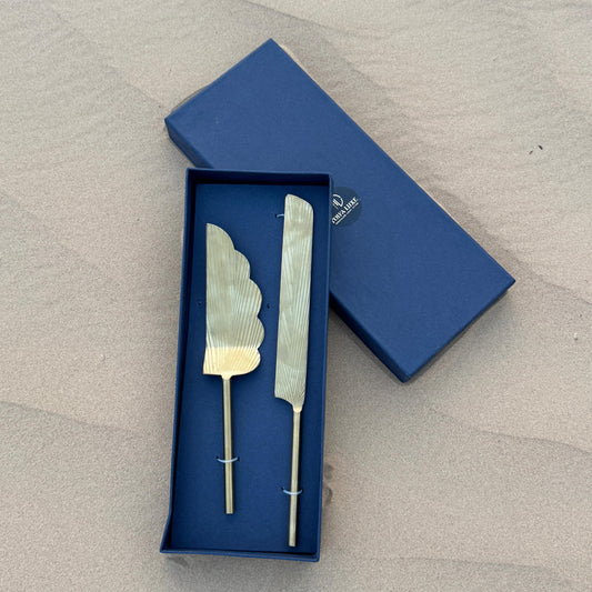 Brass Cake Knife and Server - Set of 2