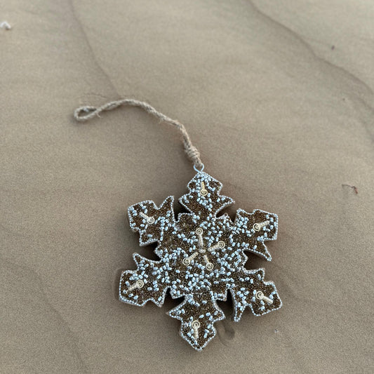 Golden Snow Star Christmas Decoration