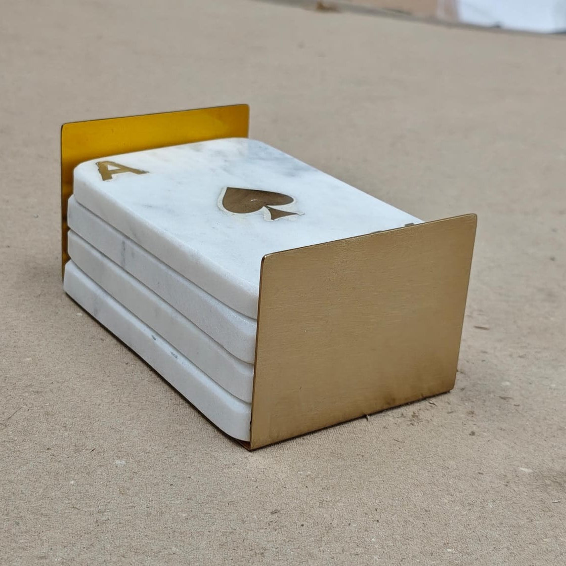 Playing Card Marble Coaster Set of 4