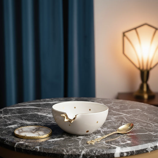 Half Pomegranate Bowl –Ivory with 22K Gold Plating