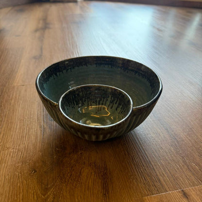 Forest Curve – Handcrafted Ceramic Bowl with Side Dip