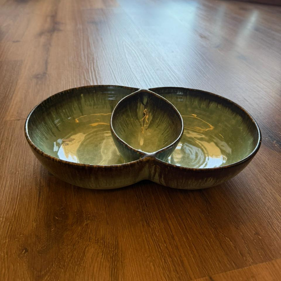 Elysian Trio – Artisan Double Chip & Dip Ceramic Serving Bowl