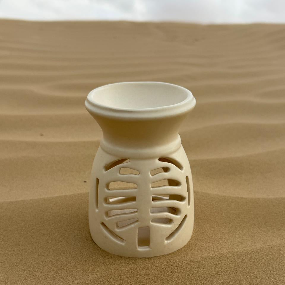 Ceramic Palm Oil Burner – Handmade Ivory Matte