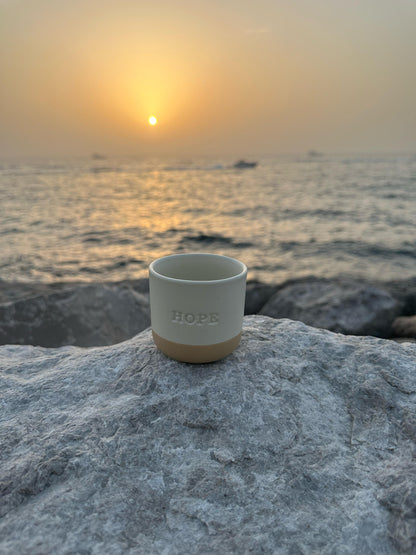 Hope Engraved Single Ceramic Cup - Cream