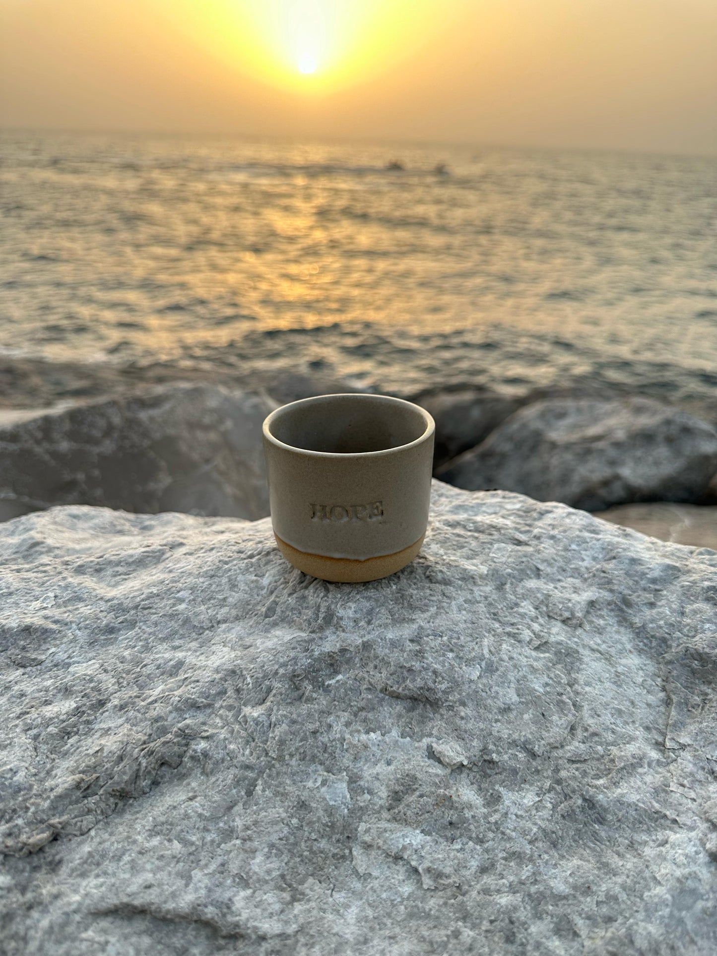 Hope Engraved Single Ceramic Cup - Grey