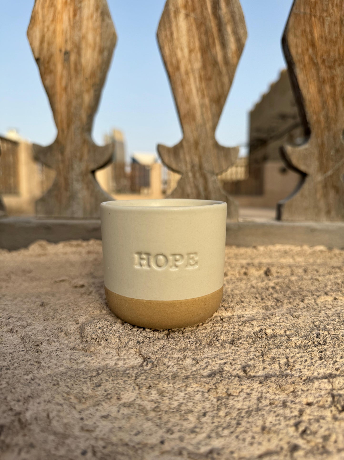 Hope Engraved Single Ceramic Cup - Cream