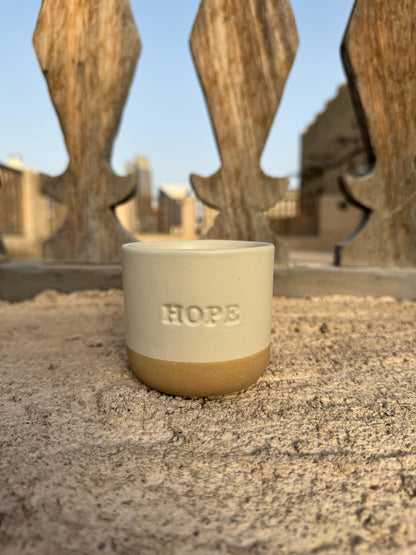 Hope Engraved Single Ceramic Cup - Cream