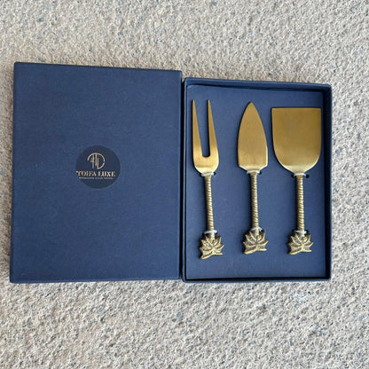 Palm Brass Cheese Knife Set of 3