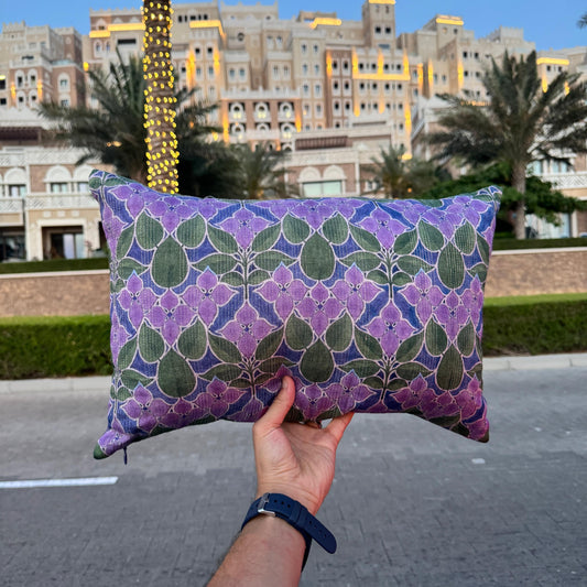 Bloom – Purple Floral Silk Cushion | 30 x 50 cm
