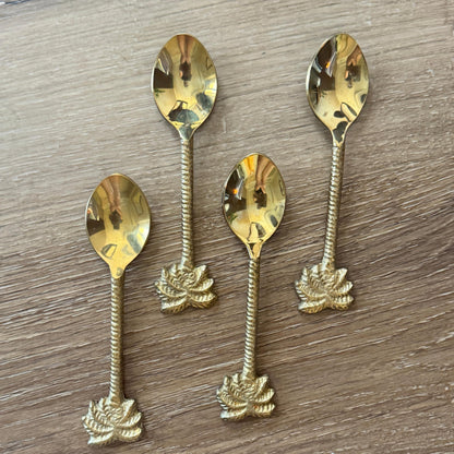 Palm Brass Dessert Spoon Set of 4