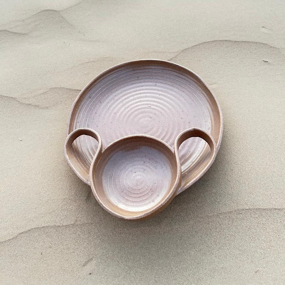 Desert Art – Handcrafted Brown Ceramic Chip & Dip Platter