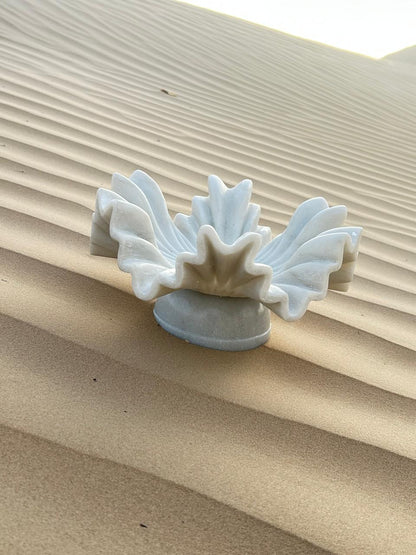 Eira Carved Marble Decorative Centerpiece with Base