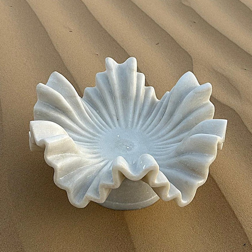 Eira Carved Marble Decorative Centerpiece with Base