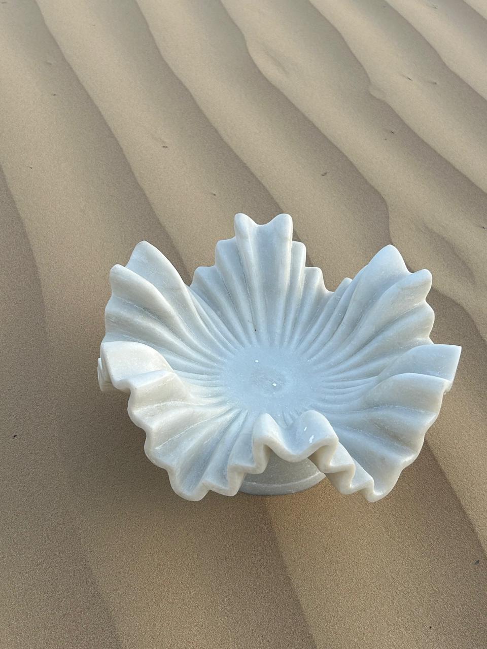 Eira Carved Marble Decorative Centerpiece with Base