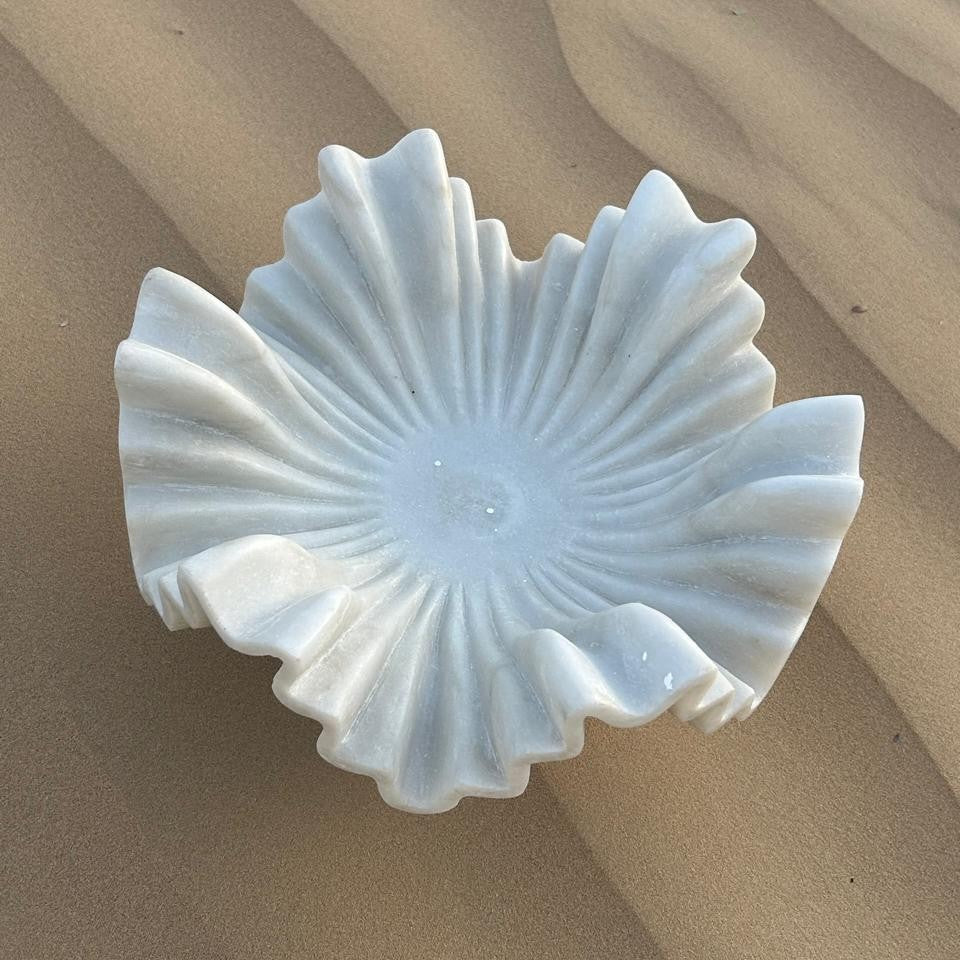 Eira Carved Marble Decorative Centerpiece with Base