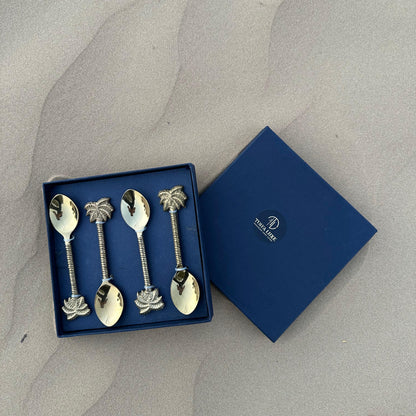 Palm Brass Dessert Spoon Set of 4