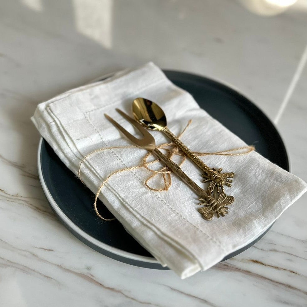 White Hemstitched Linen Napkin - Set of 4